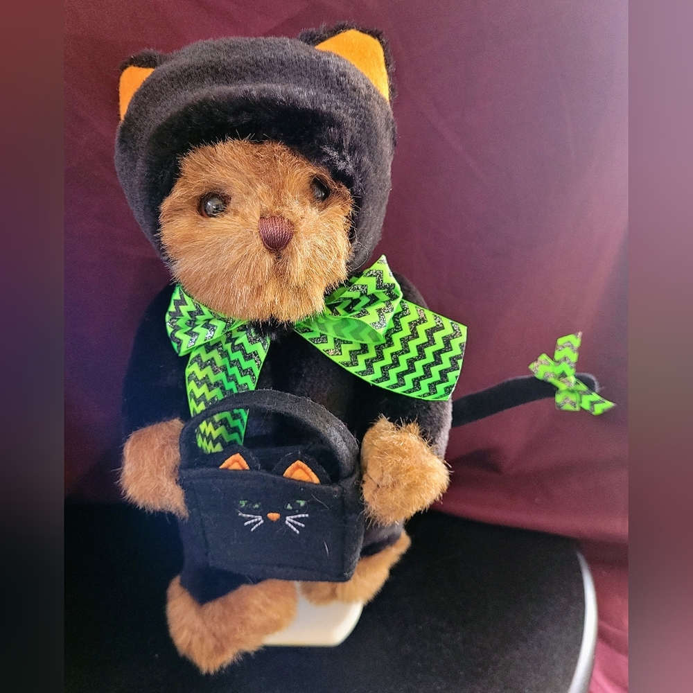 Bearington Midnight Magic, Halloween Teddy Bear In Black Cat Outfit, 12"